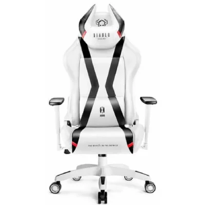 DIABLO CHAIRS X-horn accoudoirs 3d design ergonomique simili cuir blanc