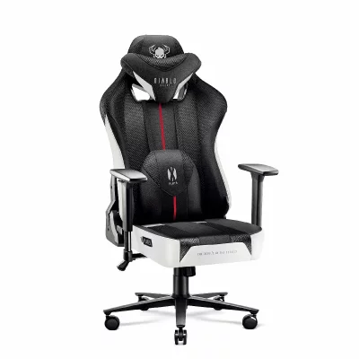 DIABLO CHAIRS X-player 2.0 accoudoirs 3d ergonomique tissu simili cuir m&eacute;tal blanc noir