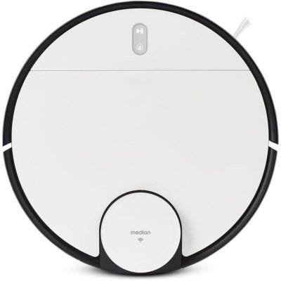 MEDION X40 SW Aspirateur Robot 0.45L 50dB Tapis Voix Contr&ocirc;le des Applications Blanc