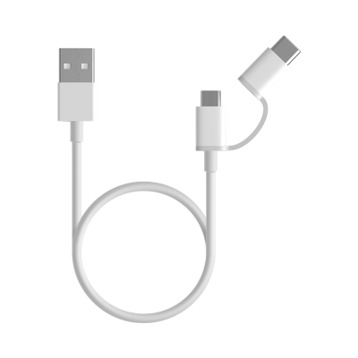 XIAOMI  Mi 2 In 1 Usb-a To Usb-c/micro Usb M/m Cable 30 Cm Blanc