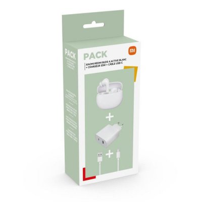 XIAOMI  Nom : PACK  REDMI BUDS 4 + CHARGEUR 33W A+C + CABLE USB-C/C - Neuf