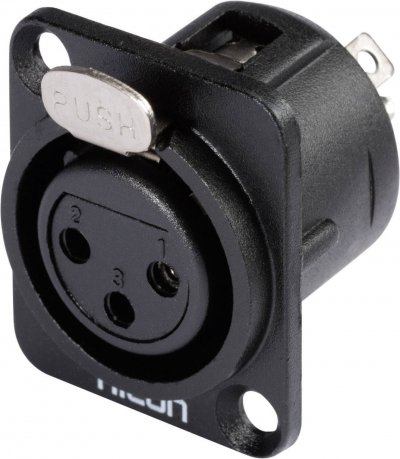 HICON XLR embase femelle, contacts droits HI-X3DF-M Nombre de p&ocirc;les: 3 noir