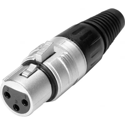 HICON XLR femelle, droit HI-X3CF Nombre de p&ocirc;les: 3 argent, noir