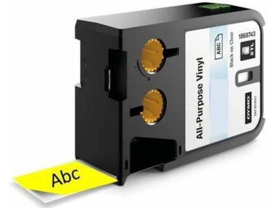 DYMO XTL - Ruban adh&eacute;sif permanent en vinyle, 54mm x 7m - Noir sur Jaune