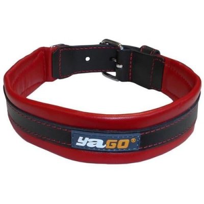 GENERIQUE YAGO Collier en Cuir Noir et Rouge Souple et Reglable pour grand chien, taille L 43-52 cm 