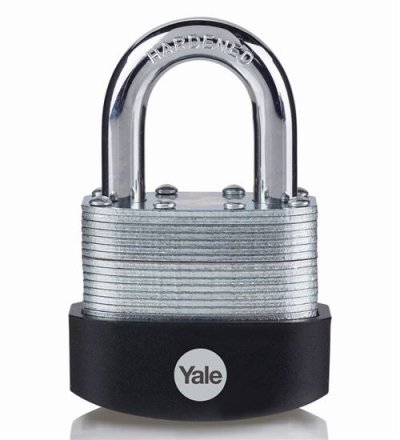 YALE  Cadenas ext&eacute;rieur acier lamin&eacute; 40 mm, anse acier c&eacute;ment&eacute;, 3 cl&eacute;s