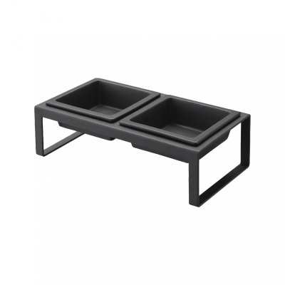 YAMAZAKI  - Double gamelle design sur&eacute;lev&eacute;e pour chat Tower - Noir