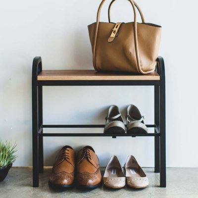 Yamazaki - Meuble &agrave; chaussures en acier Tower shoe noir