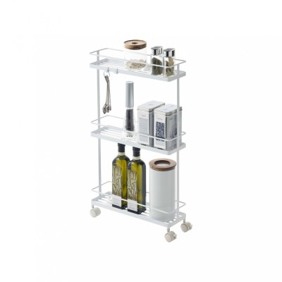 Yamazaki Tower Chariot de Rangement, Acier alli&eacute;, Blanc, Taille Unique