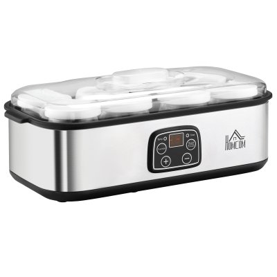 HOMCOM Yaourti&egrave;re 8 pots inclus 180  32x25x29cm Gris