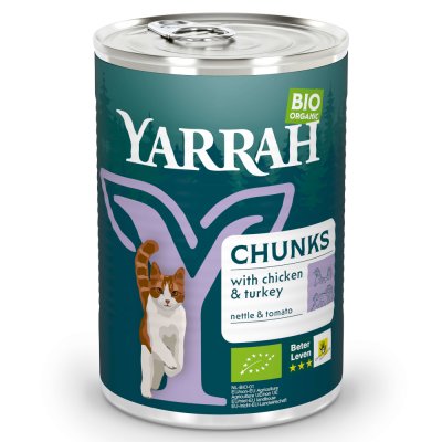 YARRAH  Bio 24 x 400/405 g - Chunks : poulet bio, dinde bio - 405 g