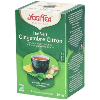 YOGI TEA  Infusion Ayurv&eacute;dique Th&eacute; Vert Gingembre Citron Bio 17 sachets