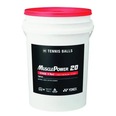YONEX  Muscle Power 20 Tennis Balls Bucket Jaune,Rouge 60 Balls