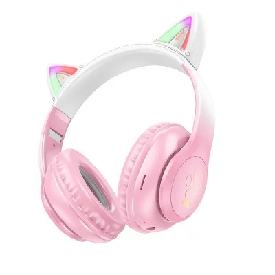 YONIS  Casque Bluetooth oreilles de chat - Rose