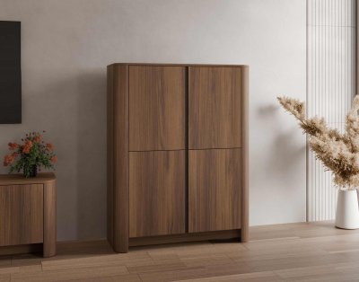Youri - buffet haut 103 cm effet noyer - 4 portes - Effet noyer