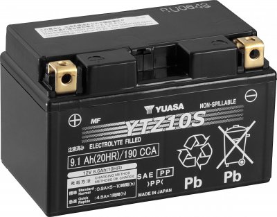YUASA  Batterie ferm&eacute;e sans entretien, moto & scooter, YTZ10S