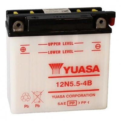 YUASA  - Batterie Moto 12V Avec Entretien Sans Pack Acide 12N5.5-4B