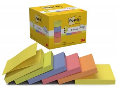 POST IT Z-Notes couleurs Post-it 76 x 76 mm - bloc de 100 feuilles - Lot de 12