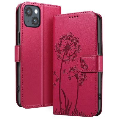 ZANAE Zana&eacute; &Eacute;tui Portefeuille pour iPhone 13 / 14 Premium Design Fleurs Papillon Rouge