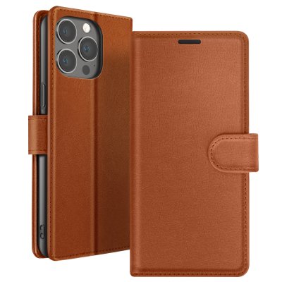 ZANAE Zana&eacute; &Eacute;tui Portefeuille pour iPhone 13 Pro Max Support et Languette Magn&eacute;tique Marron