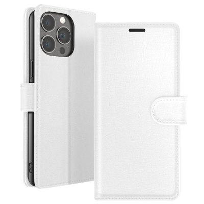 ZANAE Zana&eacute; &Eacute;tui Portefeuille pour iPhone 13 Pro Support et Languette Magn&eacute;tique Blanc