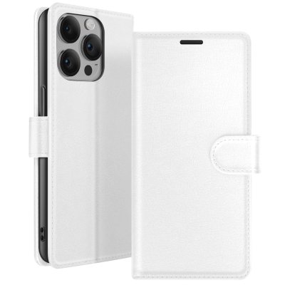 ZANAE Zana&eacute; &Eacute;tui Portefeuille pour iPhone 14 Pro Support et Languette Magn&eacute;tique Blanc