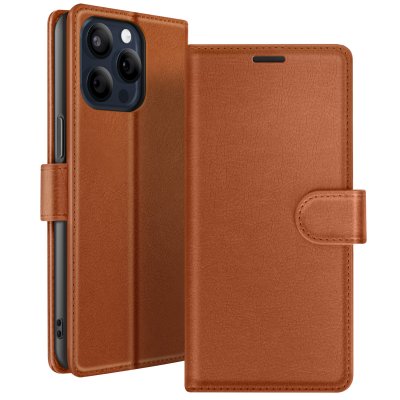 ZANAE Zana&eacute; &Eacute;tui Portefeuille pour iPhone 15 Pro Max avec Support et Languette Magn&eacute;tique Marron