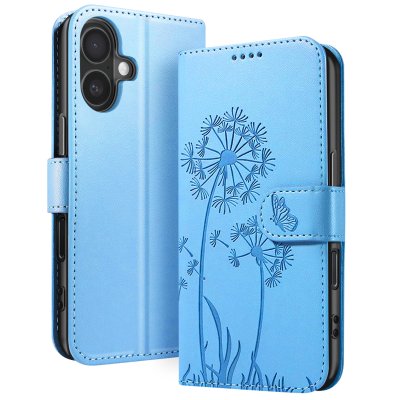 ZANAE Zana&eacute; &Eacute;tui Portefeuille pour iPhone 16 Premium Design Fleurs Papillon Bleu clair