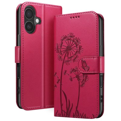 ZANAE Zana&eacute; &Eacute;tui Portefeuille pour iPhone 16 Premium Design Fleurs Papillon Rouge