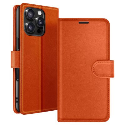 ZANAE Zana&eacute; &Eacute;tui Portefeuille pour iPhone 16 Pro Fonction Support et Languette Magn&eacute;tique Orange