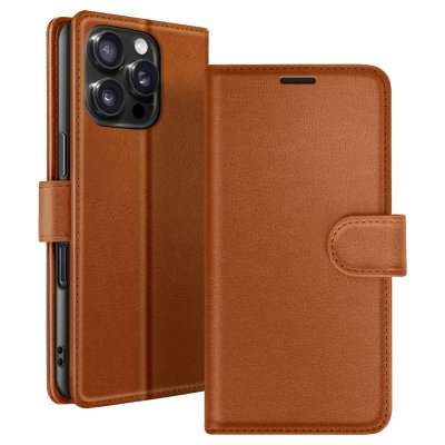 ZANAE Zana&eacute; &Eacute;tui Portefeuille pour iPhone 16 Pro Max avec Support et Languette Magn&eacute;tique Marron