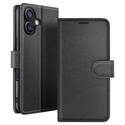 ZANAE Zana&eacute; &Eacute;tui Portefeuille pour iPhone 16 Support et Languette Magn&eacute;tique Noir