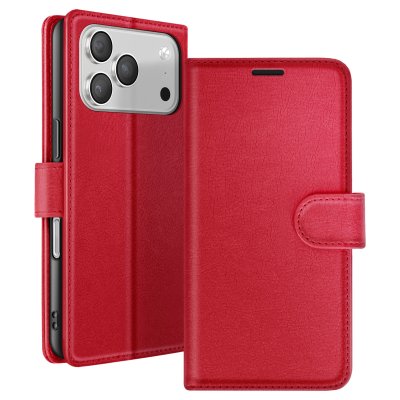 ZANAE Zana&eacute; &Eacute;tui Portefeuille pour iPhone 17 Pro avec Support et Languette Magn&eacute;tique Rouge