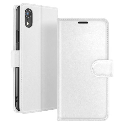 ZANAE Zana&eacute; &Eacute;tui Portefeuille pour iPhone XR avec Fonction Support et Languette Magn&eacute;tique Blanc