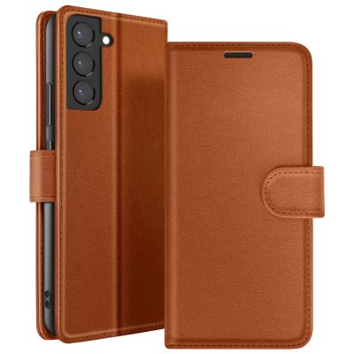 ZANAE Zana&eacute; &Eacute;tui Portefeuille pour Samsung Galaxy S22 Plus Support et Languette Marron