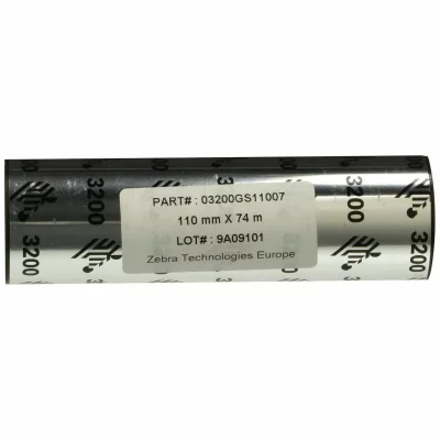 ZEBRA  Ribbon 3200 Wax/resin 110 Mm Box Of 12 Blanc,Noir