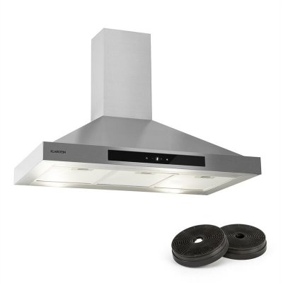 KLARSTEIN Zelda Set Hotte murale aspirante 90cm + 2 filtres recyclage d'air 620 m&sup3;/h classe B - gris 