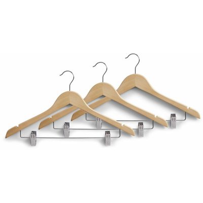GENERIQUE Zeller 17114 Lot de 3 cintres avec pinces Couleur nature 44,5 cm 