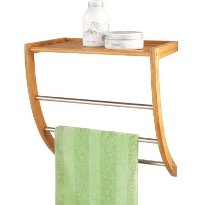 ZELLER  - Porte-serviette +&eacute;tag&egrave;re de salle de bain, 2 en 1