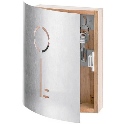 ZELLER PRESENT 13846 Armoire &agrave; Cl&eacute;s en H&ecirc;tre/INOX, 20 x 6 x 20 cm