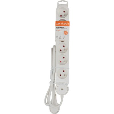 ZENITECH  - Bloc multiprise Iota 6x16A + interrupteur - Blanc