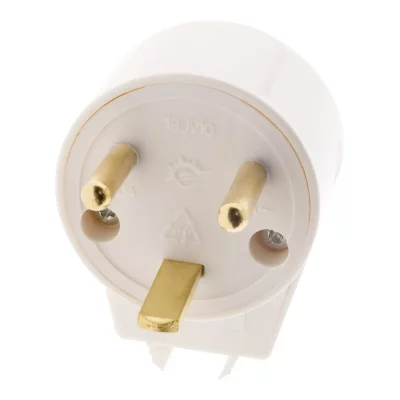 ZENITECH  fiche &eacute;lectrique m&acirc;le sortie coud&eacute;e 20a 2p+t blanc