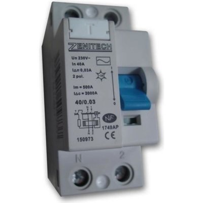 ZENITECH -Interrupteur diff&eacute;rentiel 40/2 30mA Type AC NF - 