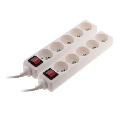 ZENITECH  Lot 2 blocs multiprises 5 prises 16A avec interrupteur blanc