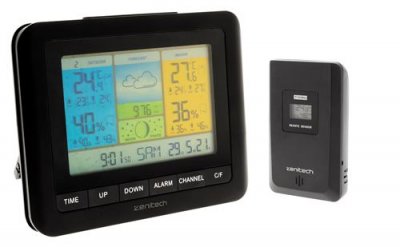 ZENITECH  - Station m&eacute;t&eacute;o couleur avec capteur sans fil (IP44)