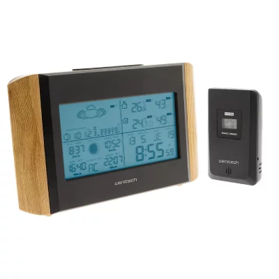 ZENITECH  - Station m&eacute;t&eacute;o effet bois avec capteur sans fil (IP44)