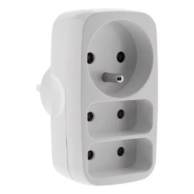 ZENITECH  Triplite fa&ccedil;ade 1 prise 16A et 2 prises 6A blanc