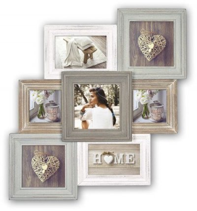 ZEP  Ty381 Airolo Cadre Photo Multivues Bois Blanc/beige/gris/brun 53 X 50 X 3,5 Cm