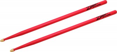 ZILDJIAN ACCESSORIES Zildjian 5A Hickory Drumsticks - Wood Acorn Tip - Neon Pink
