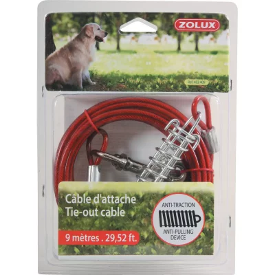 ZOLUX  C&acirc;ble D'attache avec Ressort Anti-Choc pour Chien 9 m